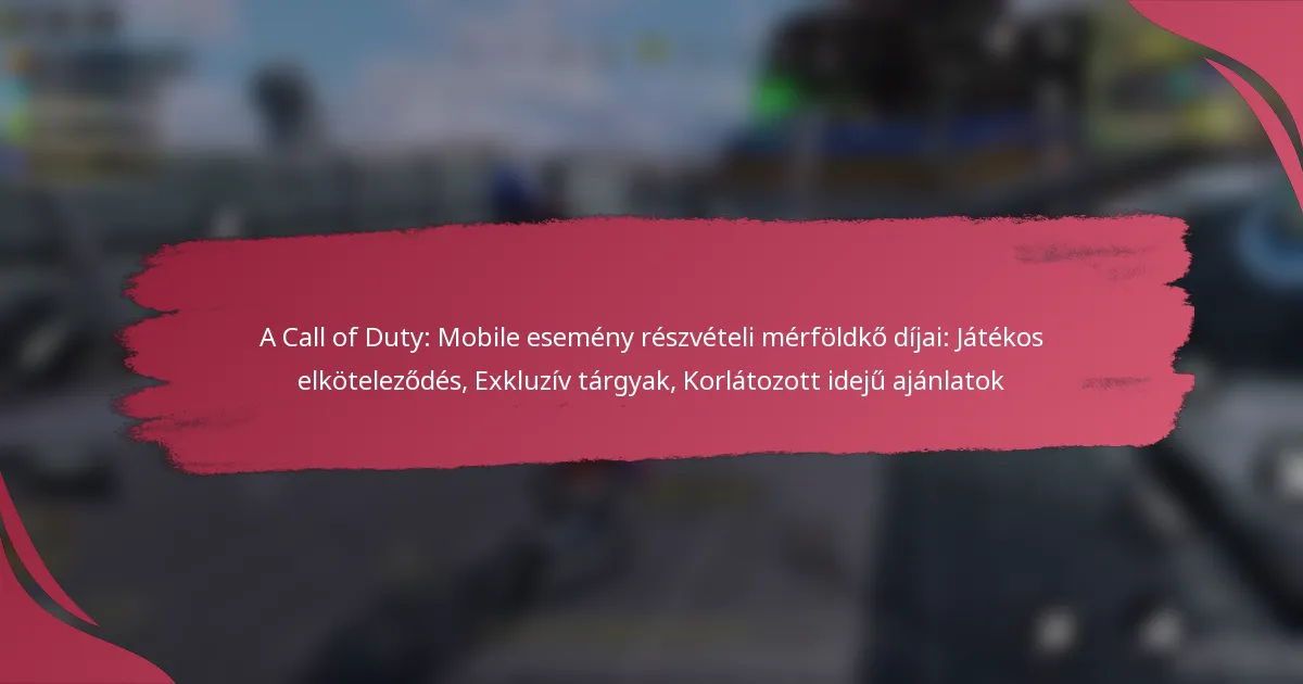 A Call of Duty: Mobile esemény részvételi mérföldkő díjai: Játékos elköteleződés, Exkluzív tárgyak, Korlátozott idejű ajánlatok