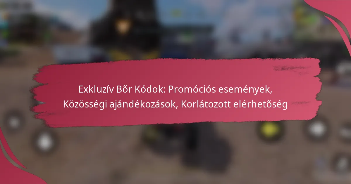 Exkluzív Bőr Kódok: Promóciós események, Közösségi ajándékozások, Korlátozott elérhetőség
