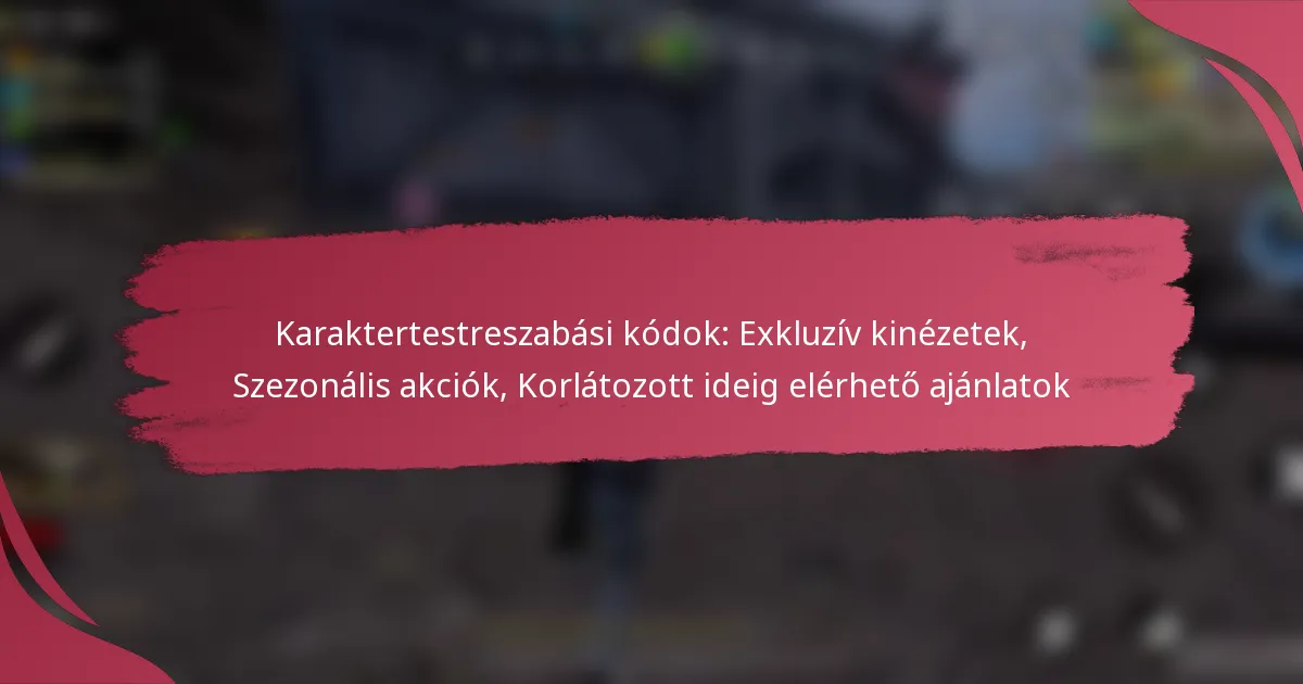Karaktertestreszabási kódok: Exkluzív kinézetek, Szezonális akciók, Korlátozott ideig elérhető ajánlatok