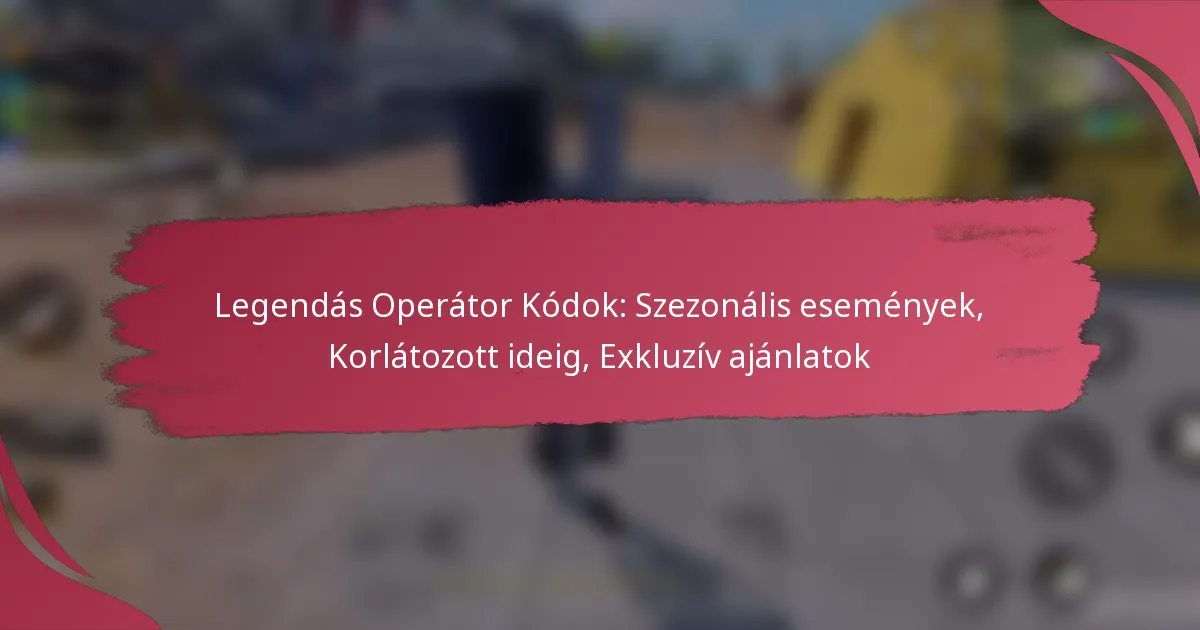 Legendás Operátor Kódok: Szezonális események, Korlátozott ideig, Exkluzív ajánlatok