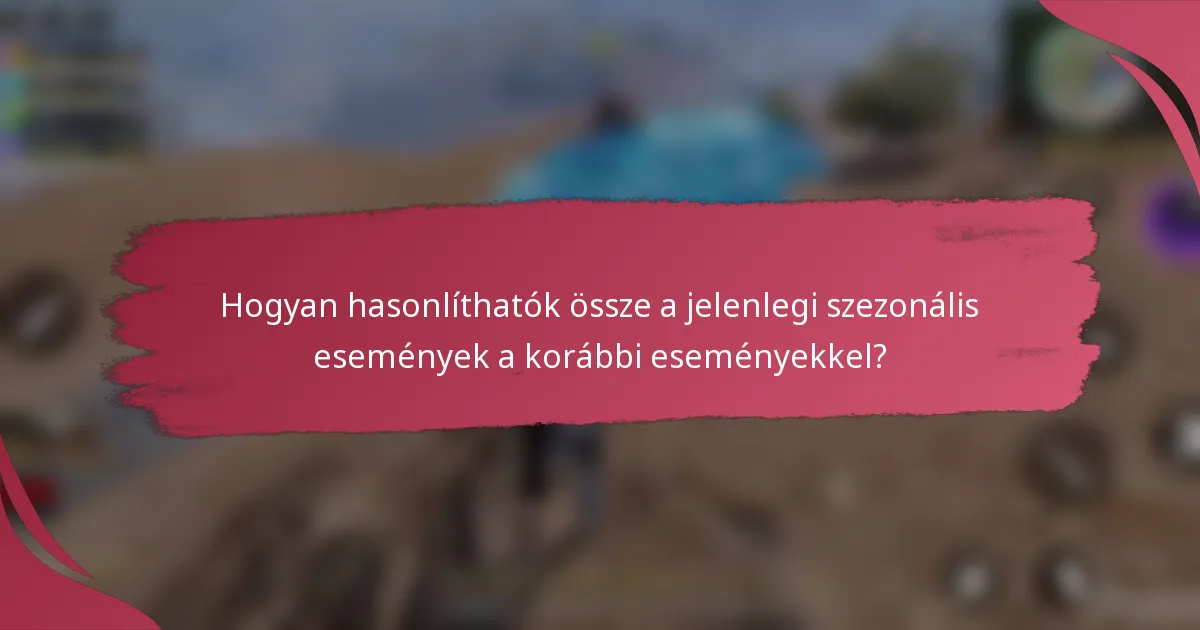 Hogyan hasonlíthatók össze a jelenlegi szezonális események a korábbi eseményekkel?