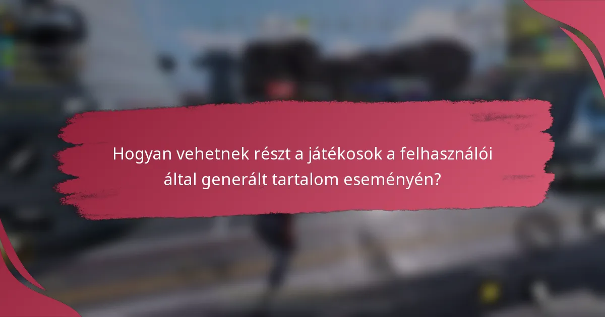 Hogyan vehetnek részt a játékosok a felhasználói által generált tartalom eseményén?